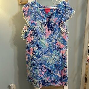 Adorable Lilly Pulitzer Linen Dress with Pom Pom Detail 🐚
